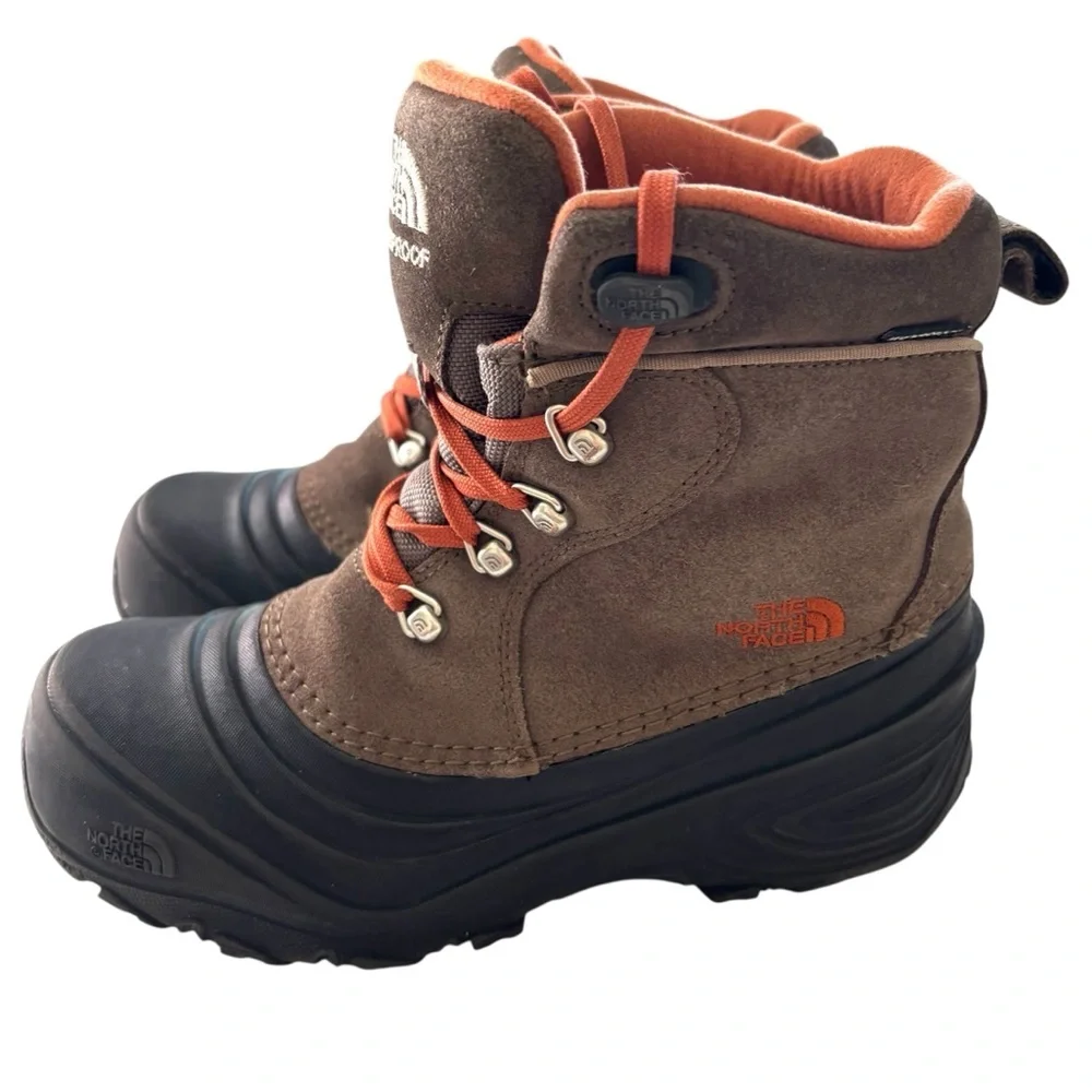 The North Face Chilkat Lace ll Waterproof Brown Black Boots SZ 4 Y Worn 4X